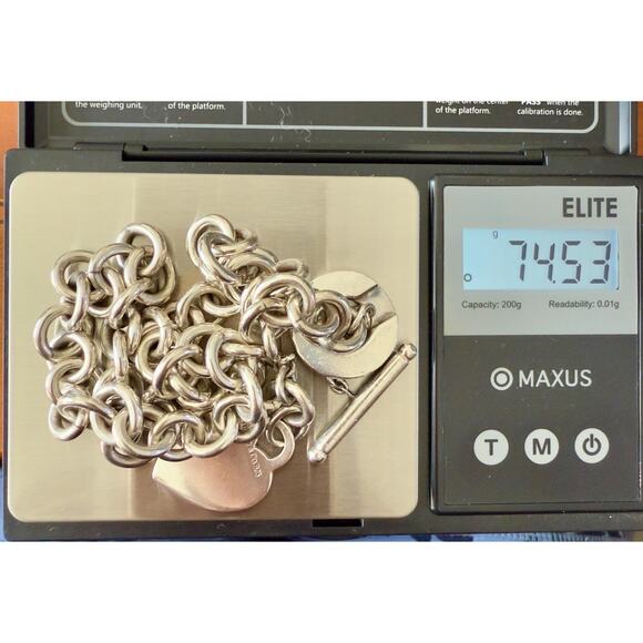 Tiffany & Co. Sterling Silver Heart Tag Toggle Necklace | 16” Choker Length - Picture 7 of 7